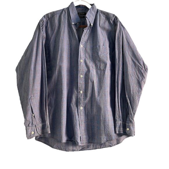 J Crew Shirt Mens Large Oarsman Plaid Blue White Button Up Pocket Casual Vintage - Picture 1 of 7